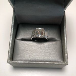 7CT Moissanite Silver Engagement Ring Size 6